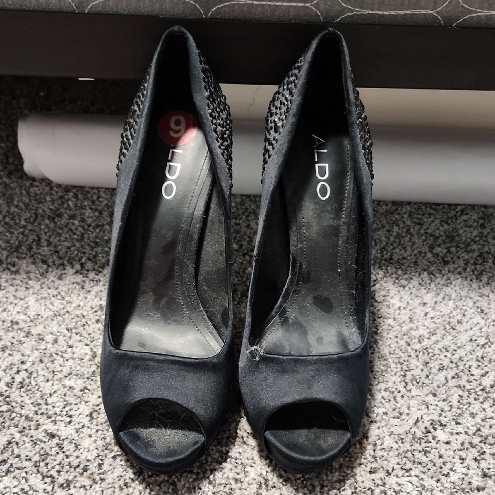 ALDO Black Peep Toe Heels